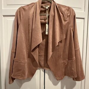 Max Studio Draped Faux Suede Jacket – camel